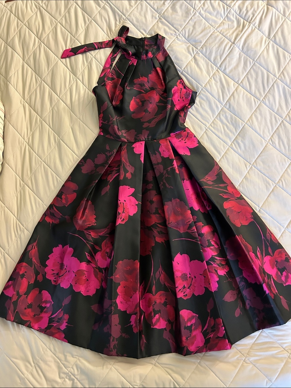 Maison Tara Black Dress with Pink and Magenta Floral Accents - Picture 2 of 5